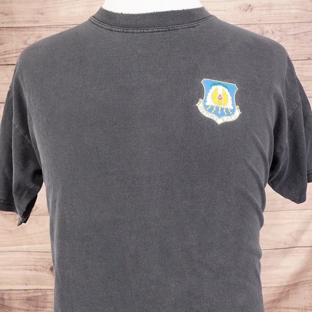 VINTAGE AIR FORCE ROTC FADED BLACK MILITARY T-SHIRT SZ L